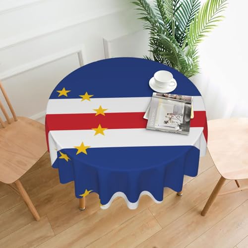WZYCWB Dekorative lange Tischdecke mit der Flagge von Kap Verde, 152,4 cm Durchmesser, runde Hochzeitstischdecke, Allzweck-Tischdecke für Partys von WZYCWB