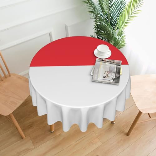 WZYCWB Dekorative lange Tischdecke mit indonesischer Flagge (152,4 cm Durchmesser), runde Hochzeitstischdecke, allgemeine Zwecke, runde Tischdecke für Partys von WZYCWB