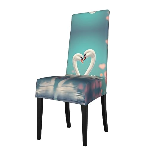 WZYCWB Der Schwan in Love gemusterte Stretch-Esszimmerstuhlbezug, abnehmbare Schutzhülle, geeignet für Esszimmerstühle mit quadratischer Rückenlehne, Preacherstuhl WZYCWB Der Schwan in Love gemusterte Stretch-Esszimmerstuhlbezug, abnehmbare Schutzhülle, geeignet für Esszimmerstühle mit quadratischer Rückenlehne, Preacherstuhl von WZYCWB