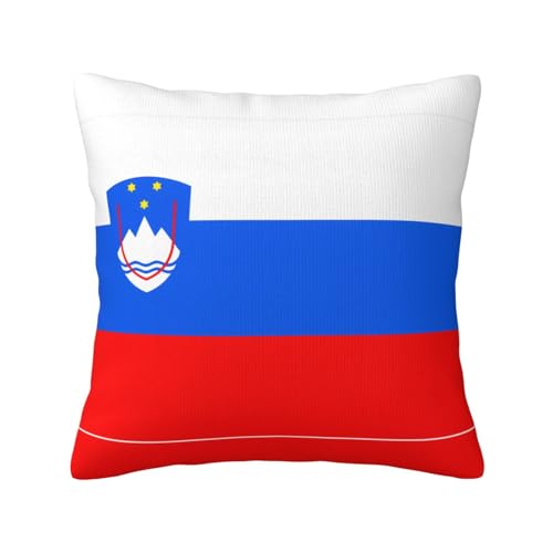 WZYCWB Doppelseitiger Plüsch-Kissenbezug, Motiv: Flagge Sloweniens, 45,7 x 45,7 cm von WZYCWB