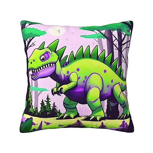 WZYCWB Doppelseitiger Plüsch-Kissenbezug, Motiv: grüner Dinosaurier, 45,7 x 45,7 cm von WZYCWB
