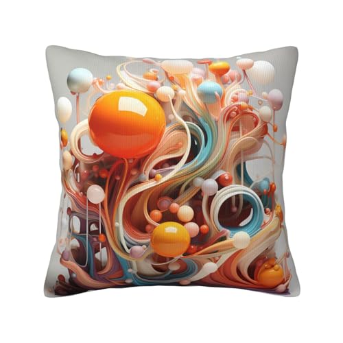WZYCWB Doppelseitiger Plüsch-Kissenbezug mit 3D-Motiv und bunten Wirbeln und Bällen (45,7 x 45,7 cm) von WZYCWB