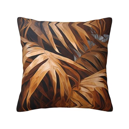 WZYCWB Doppelseitiger Plüsch-Kissenbezug mit Palmenblättern, für Sofa, Bett, 45,7 x 45,7 cm, Dunkelbraun von WZYCWB