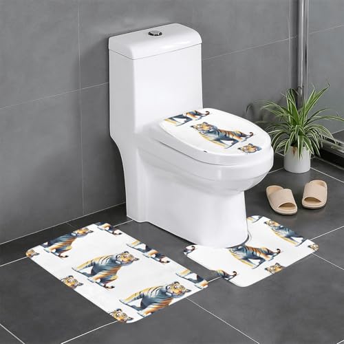 WZYCWB Dotwork Tiger bedrucktes Teppich-Set – rutschfeste Schutzmatte für Zuhause, Badezimmer, schnell trocknend und leicht zu reinigen von WZYCWB