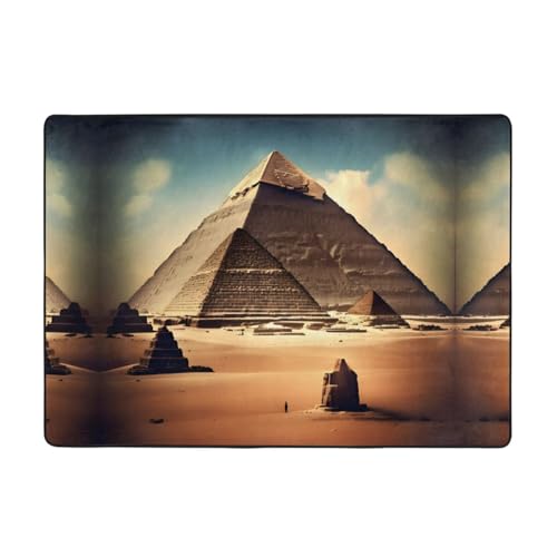 WZYCWB Dreaming of the Pyramids of Khufu gemusterte Flanell-Bodenmatte, 203 x 147 cm, superweich von WZYCWB