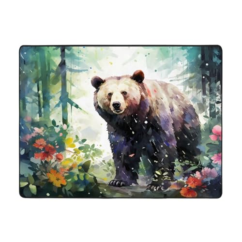 WZYCWB Dschungelbär-Teppich, 160 x 121,9 cm, rutschfeste Teppiche, geeignet für Wohnzimmer oder Büro WZYCWB Dschungelbär-Teppich, 160 x 121,9 cm, rutschfeste Teppiche, geeignet für Wohnzimmer oder Büro von WZYCWB