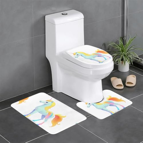 WZYCWB Einhorn-Teppich-Set – rutschfeste Schutzmatte für Zuhause, Badezimmer, schnell trocknend und leicht zu reinigen von WZYCWB