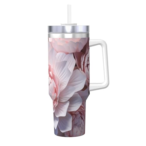WZYCWB Eisbecher mit Blumenmuster – 1,2 l doppellagiger Edelstahl-Vakuumbecher, auslaufsicher und tragbar von WZYCWB