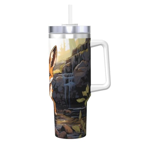 WZYCWB Eisbecher mit Cartoon-Fuchsmuster: 1,2 l doppellagiger Edelstahl-Vakuumbecher, auslaufsicher und tragbar WZYCWB Eisbecher mit Cartoon-Fuchsmuster: 1,2 l doppellagiger Edelstahl-Vakuumbecher, auslaufsicher und tragbar von WZYCWB