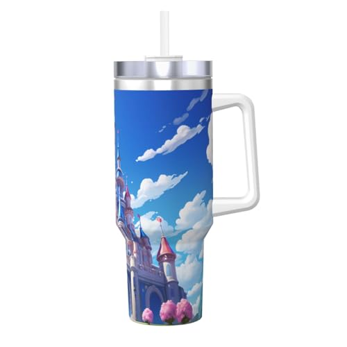 WZYCWB Eisbecher mit Cartoon-Schloss-Muster – 1,2 l doppellagiger Edelstahl-Vakuumbecher, auslaufsicher und tragbar WZYCWB Eisbecher mit Cartoon-Schloss-Muster – 1,2 l doppellagiger Edelstahl-Vakuumbecher, auslaufsicher und tragbar von WZYCWB