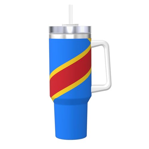 WZYCWB Eisbecher mit Flagge des Kongo – 1,2 l doppellagiger Edelstahl-Vakuumbecher, auslaufsicher und tragbar von WZYCWB
