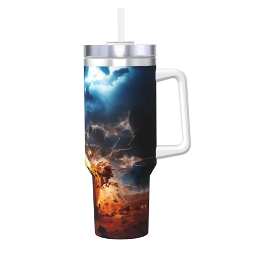 WZYCWB Eisbecher mit Lightning-Tennis-Muster – 1,2 l doppellagiger Edelstahl-Vakuumbecher, auslaufsicher und tragbar von WZYCWB