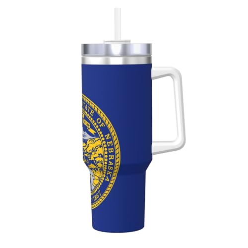 WZYCWB Eisbecher mit Nebraska-Flaggenmuster – 1,2 l doppellagiger Edelstahl-Vakuumbecher, auslaufsicher und tragbar von WZYCWB