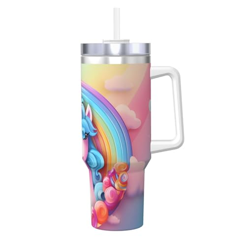 WZYCWB Eisbecher mit Regenbogen-Einhorn-Muster – 1,2 l doppellagiger Edelstahl-Vakuumbecher, auslaufsicher und tragbar WZYCWB Eisbecher mit Regenbogen-Einhorn-Muster – 1,2 l doppellagiger Edelstahl-Vakuumbecher, auslaufsicher und tragbar von WZYCWB