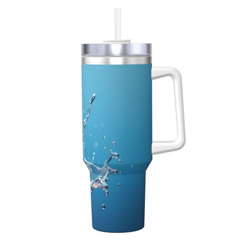 WZYCWB Eisbecher mit Schmetterlings- und Wassermuster – 1,2 l doppellagiger Edelstahl-Vakuumbecher, auslaufsicher und tragbar von WZYCWB