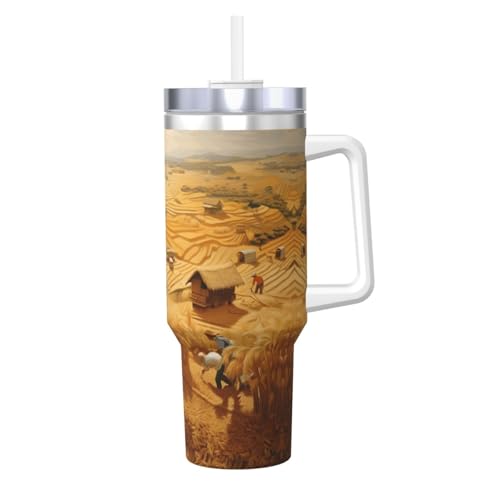 WZYCWB Eisbecher mit Weizenernte-Muster – 1,2 l doppellagiger Edelstahl-Vakuumbecher, auslaufsicher und tragbar WZYCWB Eisbecher mit Weizenernte-Muster – 1,2 l doppellagiger Edelstahl-Vakuumbecher, auslaufsicher und tragbar von WZYCWB