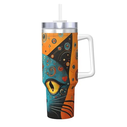 WZYCWB Eisbecher mit buntem Katzenkopf-Muster – 1,2 l doppellagiger Edelstahl-Vakuumbecher, auslaufsicher und tragbar WZYCWB Eisbecher mit buntem Katzenkopf-Muster – 1,2 l doppellagiger Edelstahl-Vakuumbecher, auslaufsicher und tragbar von WZYCWB