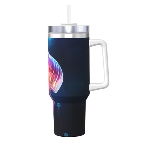 WZYCWB Eisbecher mit buntem Quallenmuster – 1,2 l doppellagiger Edelstahl-Vakuumbecher, auslaufsicher und tragbar WZYCWB Eisbecher mit buntem Quallenmuster – 1,2 l doppellagiger Edelstahl-Vakuumbecher, auslaufsicher und tragbar von WZYCWB