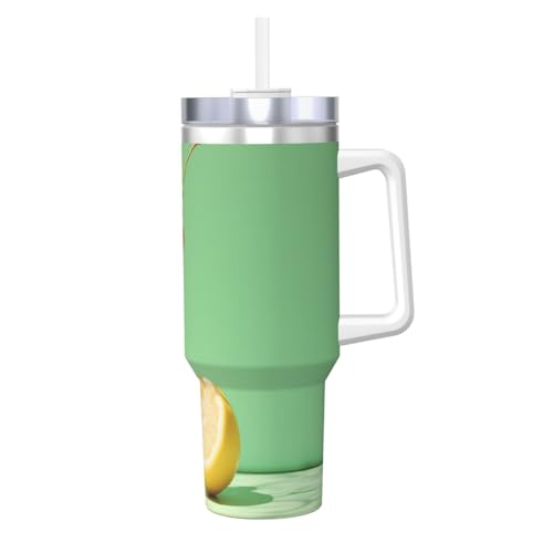 WZYCWB Eisbecher mit frischem Zitronenmuster – 1,2 l doppellagiger Edelstahl-Vakuumbecher, auslaufsicher und tragbar WZYCWB Eisbecher mit frischem Zitronenmuster – 1,2 l doppellagiger Edelstahl-Vakuumbecher, auslaufsicher und tragbar von WZYCWB