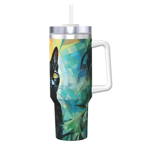 WZYCWB Eisbecher mit geometrischem schwarzem Katzenmuster – 1,2 l doppellagiger Edelstahl-Vakuumbecher, auslaufsicher und tragbar WZYCWB Eisbecher mit geometrischem schwarzem Katzenmuster – 1,2 l doppellagiger Edelstahl-Vakuumbecher, auslaufsicher und tragbar von WZYCWB