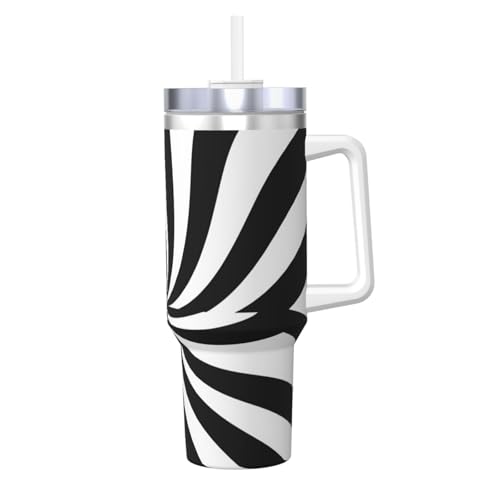 WZYCWB Eisbecher mit schwarz-weißem Streifenmuster – 1,2 l doppellagiger Edelstahl-Vakuumbecher, auslaufsicher und tragbar WZYCWB Eisbecher mit schwarz-weißem Streifenmuster – 1,2 l doppellagiger Edelstahl-Vakuumbecher, auslaufsicher und tragbar von WZYCWB