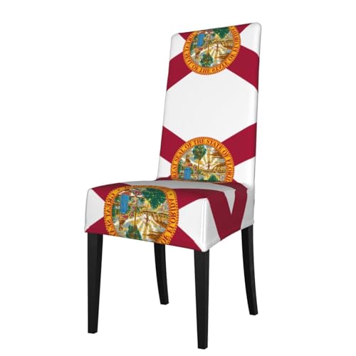WZYCWB Esszimmerstuhlbezug, Motiv Flagge von Florida, dehnbar, abnehmbare Schutzhülle, geeignet für Esszimmerstühle mit quadratischer Rückenlehne, Preacherstuhl von WZYCWB
