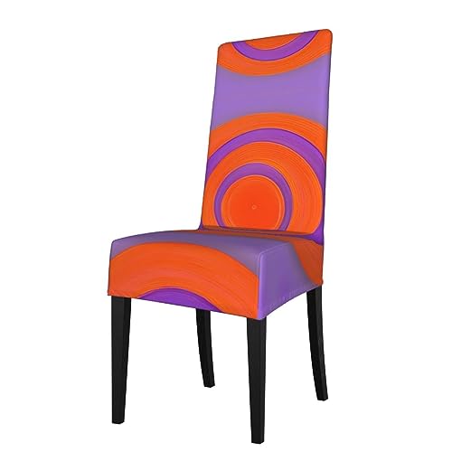 WZYCWB Esszimmerstuhlbezug, dehnbar, mit Kreismuster, abnehmbarer Schutzhülle, geeignet für Esszimmerstühle mit quadratischer Rückenlehne, Orange von WZYCWB