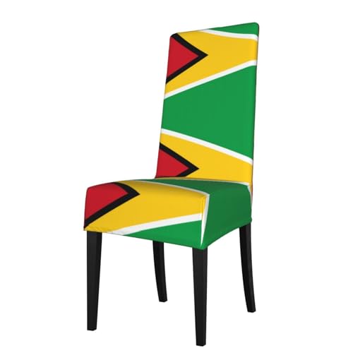 WZYCWB Esszimmerstuhlbezug mit Flagge von Guyana, gemustert, dehnbar, abnehmbare Schutzhülle, geeignet für Esszimmerstühle mit quadratischer Rückenlehne, Preacherstuhl von WZYCWB