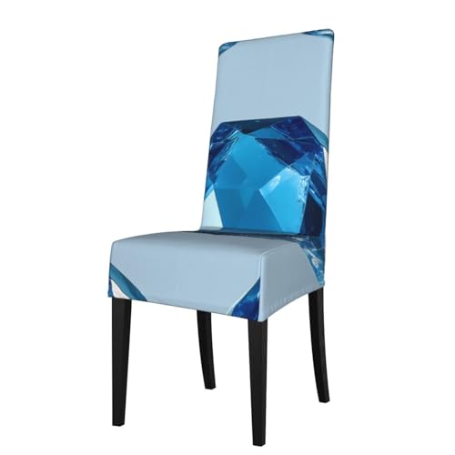 WZYCWB Esszimmerstuhlbezug mit blauem Kristall, dehnbar, abnehmbare Schutzhülle, geeignet für Esszimmerstühle mit quadratischer Rückenlehne, Preacherstuhl von WZYCWB