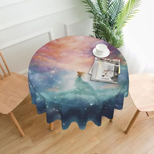 WZYCWB Fantasy Paradise Space Dekorative lange Tischdecke (152,4 cm Durchmesser), runde Hochzeitstischdecke, allgemeine Zweck-Tischdecke für Partys von WZYCWB