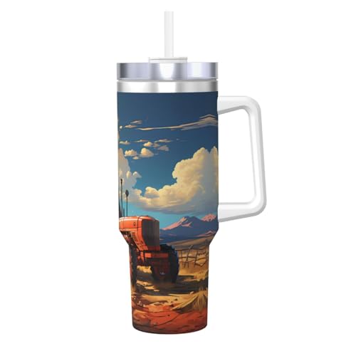 WZYCWB Farm Red Traktor Pattern Ice Cup - 1,2 l doppellagiger Edelstahl-Vakuumbecher, auslaufsicher und tragbar WZYCWB Farm Red Traktor Pattern Ice Cup - 1,2 l doppellagiger Edelstahl-Vakuumbecher, auslaufsicher und tragbar von WZYCWB