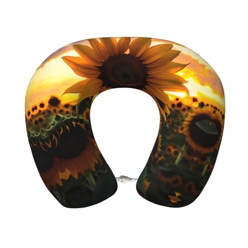 WZYCWB Farm Sonnenblume Memory Foam U-förmiges Reisekissen Camping Home Office Fahren Kopfstütze Freizeit Reisen Nackenkissen von WZYCWB