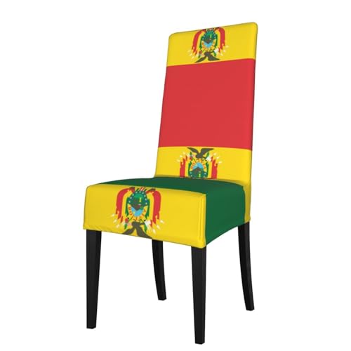 WZYCWB Flagge von Bolivien, gemustert, dehnbar, Esszimmerstuhlbezug, abnehmbare Schutzhülle, geeignet für Esszimmerstühle mit quadratischer Rückenlehne, Preacherstuhl von WZYCWB