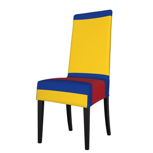WZYCWB Flagge von Kolumbien, gemustert, dehnbar, Esszimmerstuhlbezug, abnehmbare Schutzhülle, geeignet für Esszimmerstühle mit quadratischer Rückenlehne, Preacherstuhl von WZYCWB