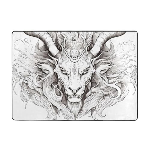 WZYCWB Flanell-Bodenmatte, Motiv Kopf des Biests, 203 x 147 cm, superweich von WZYCWB