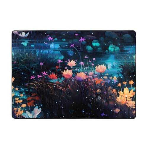 WZYCWB Flanell-Bodenmatte, Motiv: Blumen am Fluss, 203 x 147 cm, superweich von WZYCWB