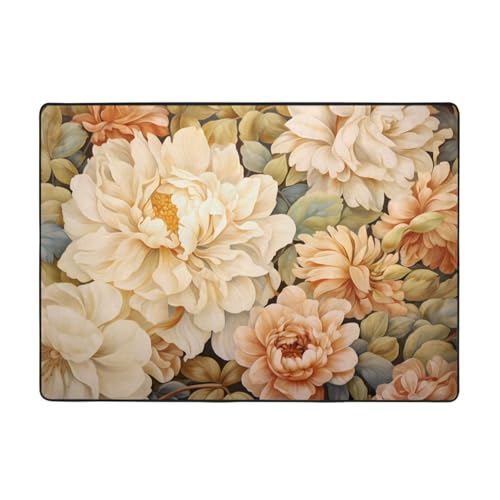 WZYCWB Flanell-Bodenmatte, Motiv: Blumen im Garten, 203 x 147 cm, superweich von WZYCWB