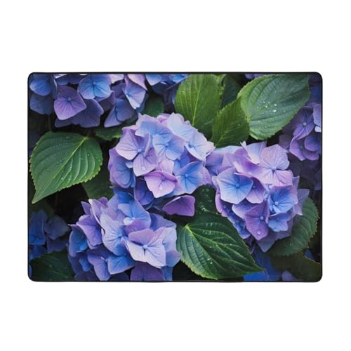 WZYCWB Flanell-Bodenmatte, Motiv: Hortensie in Blüte, 203 x 147 cm, superweich von WZYCWB