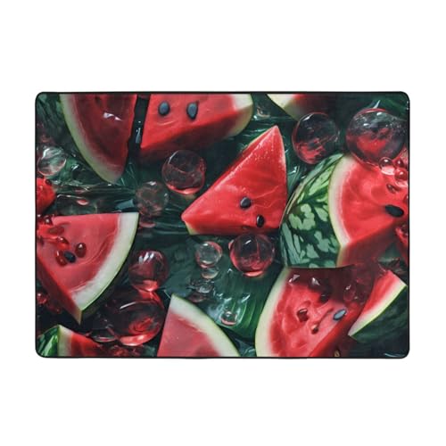 WZYCWB Flanell-Bodenmatte, Motiv: frische Wassermelone, 203 x 147 cm, superweich von WZYCWB