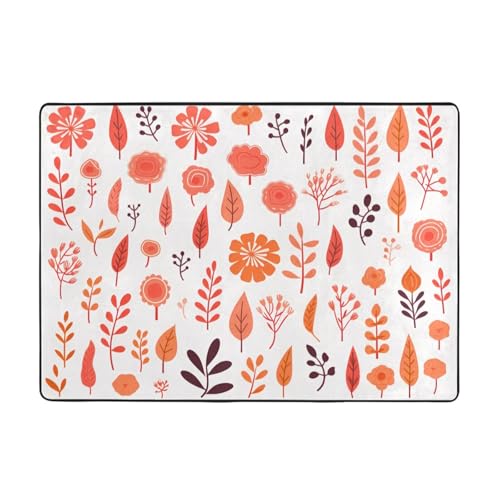 WZYCWB Flanell-Bodenmatte mit Blumenmuster und Baum, 203 x 147 cm, superweich von WZYCWB