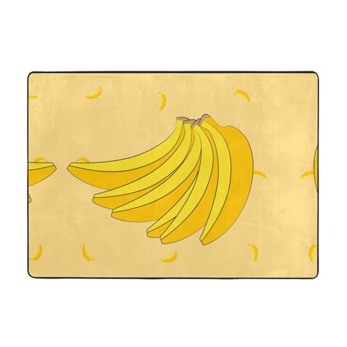 WZYCWB Flanell-Bodenmatte mit Cartoon-Bananen-Muster, 203 x 147 cm, superweich von WZYCWB