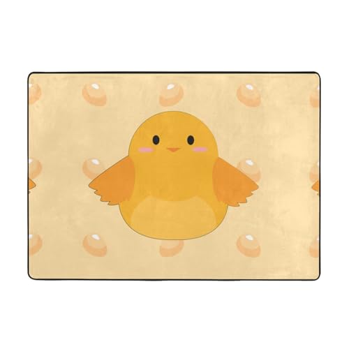 WZYCWB Flanell-Bodenmatte mit Cartoon-Küken-Muster, 203 x 147 cm, superweich von WZYCWB