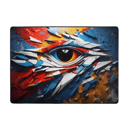 WZYCWB Flanell-Bodenmatte mit Graffiti-Augen, 203 x 147 cm, superweich von WZYCWB