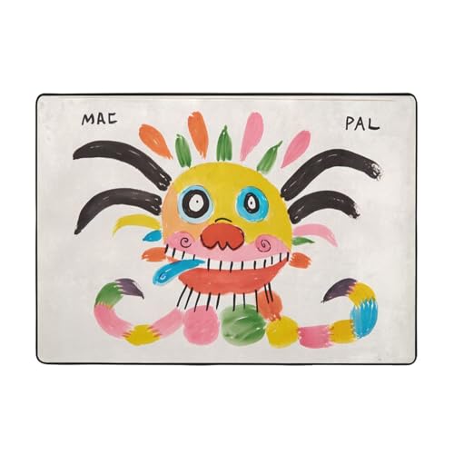 WZYCWB Flanell-Bodenmatte mit Graffiti-Monster-Muster, 203 x 147 cm, superweich von WZYCWB
