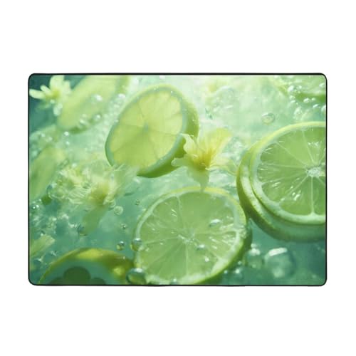 WZYCWB Flanell-Bodenmatte mit Limettenmuster, 203 x 147 cm, superweich von WZYCWB