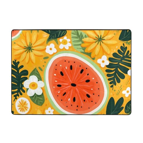 WZYCWB Flanell-Bodenmatte mit Obst-Hintergrund-Illustration, 203 x 147 cm, superweich von WZYCWB