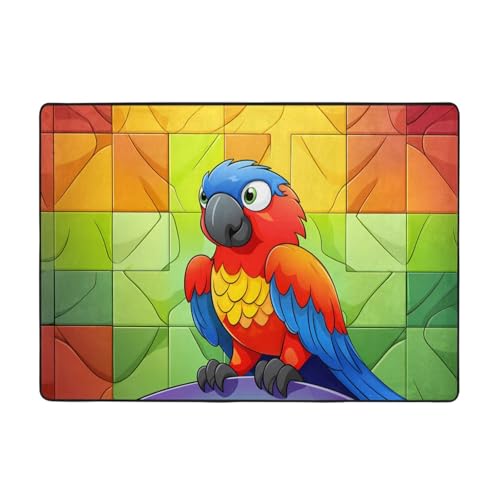 WZYCWB Flanell-Bodenmatte mit Papageien-Motiv, 203 x 147 cm, superweich von WZYCWB