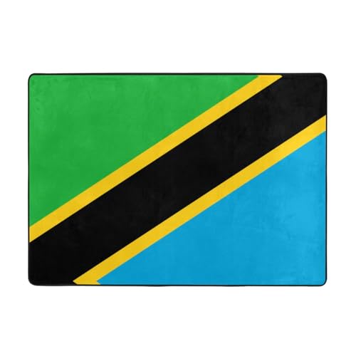 WZYCWB Flanell-Bodenmatte mit Tansania-Flagge, 203 x 147 cm, superweich von WZYCWB