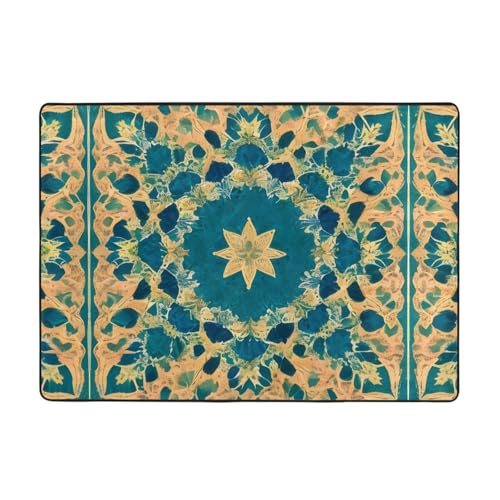 WZYCWB Flanell-Bodenmatte mit Viereck-Muster, 203 x 147 cm, superweich von WZYCWB