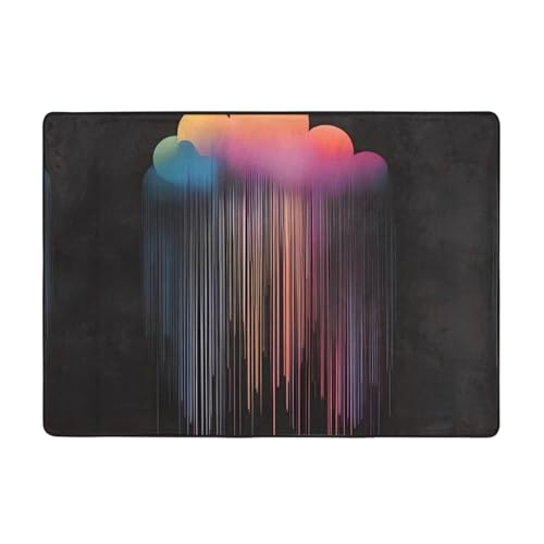 WZYCWB Flanell-Bodenmatte mit buntem Regenbogen-Motiv, 203 x 147 cm, superweicher Teppich von WZYCWB